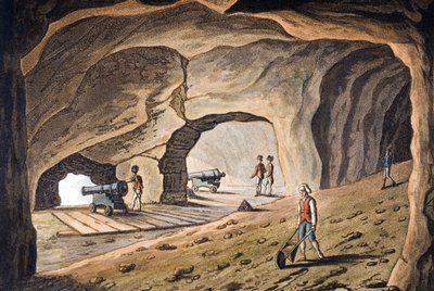 In einer Galerie auf dem Felsen von Gibraltar, graviert von Joseph Constantine Stadler (fl.1780-1812) von Cooper Willyams
